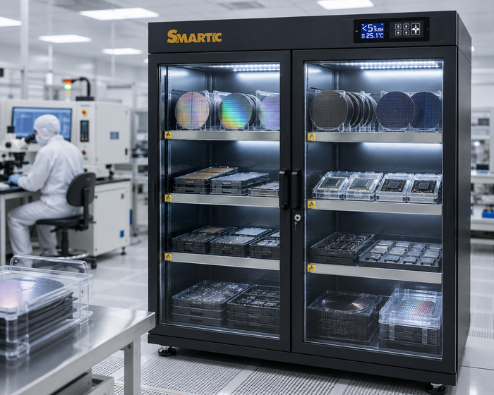 Ứng dụng Tủ bảo quản chống ẩm của SMARTIC dùng trong bảo quản kiểm soát độ ẩm các tấm Wafer trong nhà nhà máy bán dẫn Semiconductor