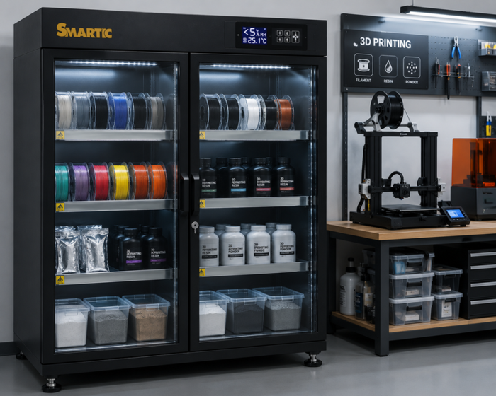 Ứng dụng Tủ bảo quản chống ẩm của SMARTIC dùng trong bảo quản các nguyên liệu linh kiện cho in 3D
